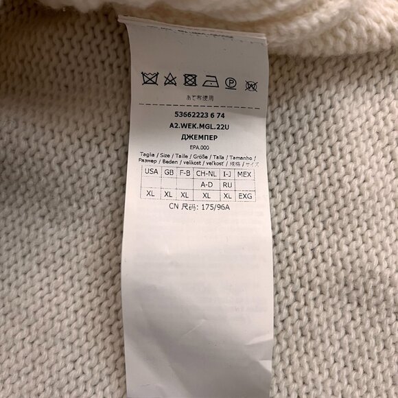 Weekend Max Mara Faiti Fringe Turtleneck Sweater Ivory Wool Oversized Sz XL - Picture 9 of 13